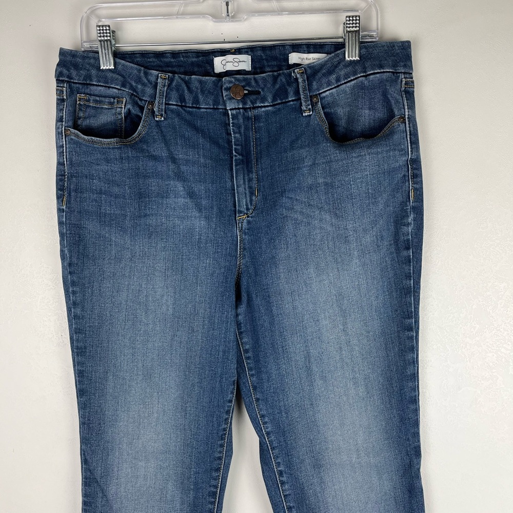 Jessica Simpson High Rise Skinny Jeans Medium Blue 14/32 Denim - Picture 3 of 13